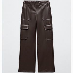 Zara Faux leather cargo pants